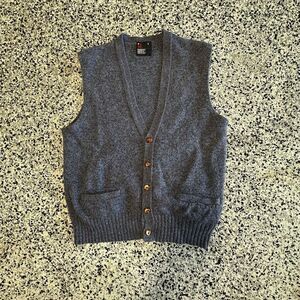 Vintage 80s Robert Bruce Cardigan Sweater Vest Men S Wool Blend V-Neck Grandpa